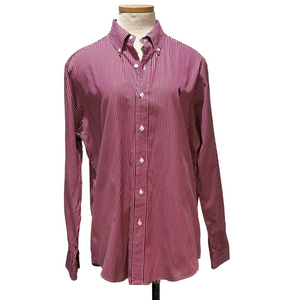 Ralph Lauren sz L red and white striped button down long sleeve shirt